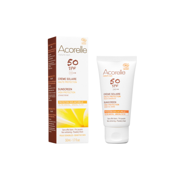 Crème solaire visage SPF 50 bio 50ml Acorelle | Aroma Beauté Lyon 4