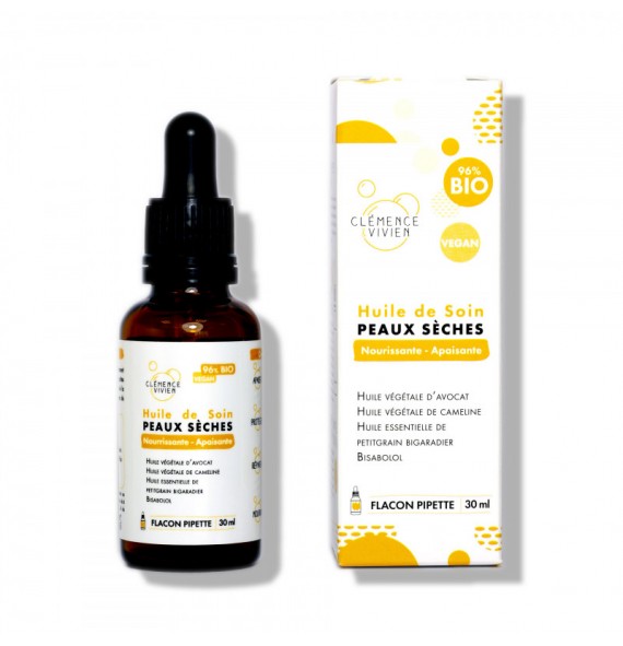 Huile de soin peaux sèches bio 30 ml Clemenceetvivien| Aroma Beauté