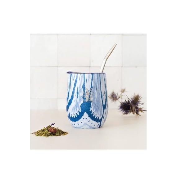 Calebasse isotherme bleu azteque et sa bombilla Orginal maté | Aroma