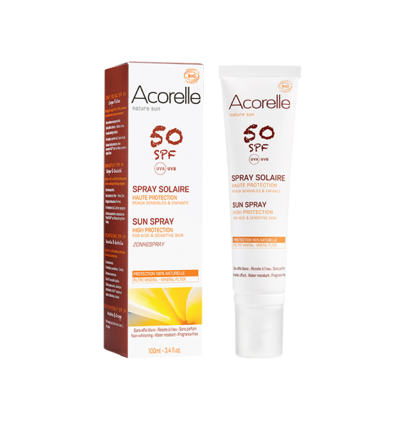 Spray solaire SPF 50 100ml Acorelle | Aroma Beauté Lyon 4
