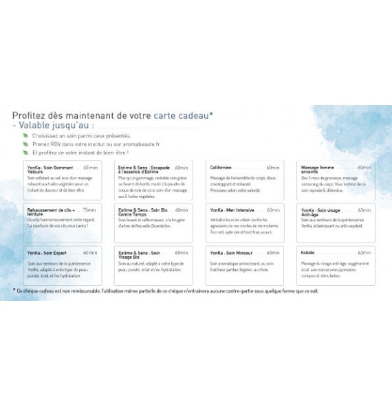 Chèque cadeau aroma box privilège - Aroma beauté | Aroma Beauté